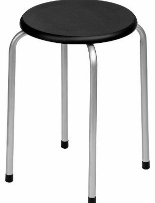 Premier Housewares Stacking Stool with Silver Legs - Black