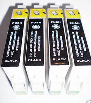 Premier Ink 4 BLACK EPSON COMPATIBLE INK CARTRIDGES FOR EPSON PHOTO STYLUSS20, SX100, SX105, SX200, SX205, SX400, SX405, SX600FW, BX300F, S21, SX110, SX115, SX215, SX410, SX415, SX515W, SX209, SX405 WiFi,