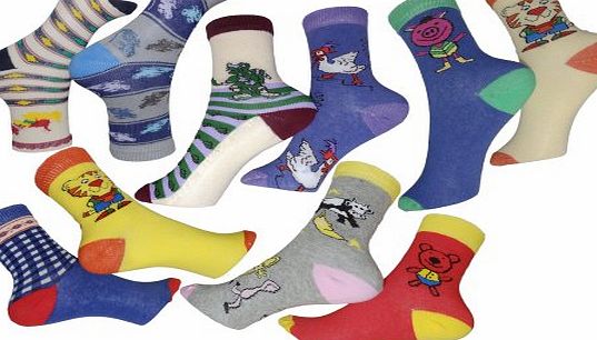 12 Pairs Boys Girls Kids Children Toddlers Unisex Premier Cotton Rich with Lycra Cute Designs Computer Socks. Sizes for 3-5 - 6-8 - 9-12 - 12 - 3 (style:2322) (Size: 6-8)