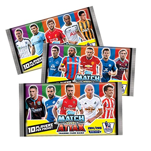 Premier League MATCH ATTAX 14/15 (2014 2015) 10 x BOOSTER PACKS (100 Cards) PLUS RETRO ENGLAND FIGURE