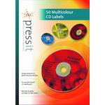 PRESSIT A4 Multicoloured CD Labels (50)