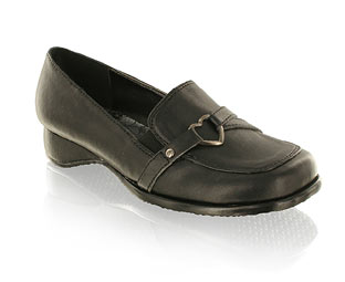 Priceless Funky Leather Look Loafer With Metal Heart Detail