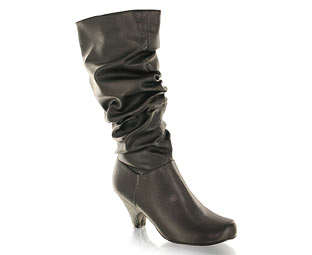 Priceless Trendy Mid High Boot With Ruche Detail