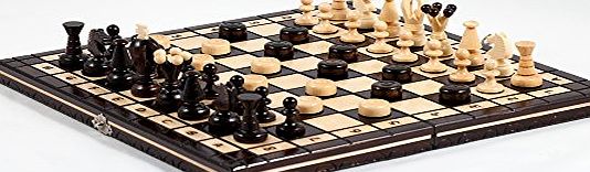 Prime Chess 14`` The King Wooden Chess and Draughts Set 35cm x 35cm