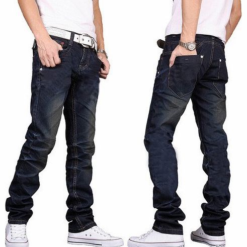 hot sale mens jeans slim fit blue all sizes (32 x Regular)