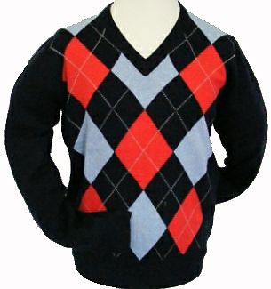 MCARTHY V-NECK ARGYLE LAMBSWOOL JUMPER Charcoal / Small