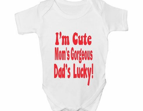 Print4U Im Cute ~ Babygrow~Babies Gift Boy/Girl Vest Babies Clothing~Birthday Idea 6-12 white