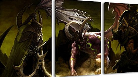 Printartgallery Dark World of Warcraft 3 Parts on canvas, overall size: 120x80 cm finished framed art print images as mural - Cheaper than oil painting or painting - NOT a poster or banner,