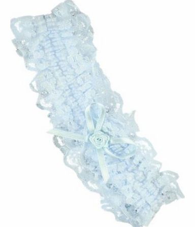 Pritties Accessories Blue Lace and Ribbon Bow Design Elasticated Garter - Bridal Wedding Accessories