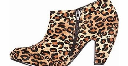 Private Brand Ladies Block Shoes Heeled Booties High Heel Platform Chelsea Ankle Boots , [Leopard (Suede)], [UK-5 / EU-38]