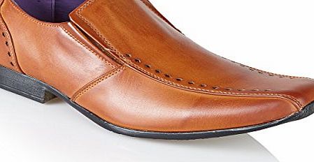 Mens Italian Designer Inspired Smart Dress Office Formal Slip On Boys Shoes Size, Tan (Burnish), UK 7 / EU 41