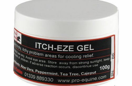Pro-Equine Aloe vera Itch-Eze Gel 100g. A light aloe gel with added essential oils to cool and provide instant relief to itchy skin. No chemicals, 100 natural product, can be used on horses, dogs and humans. Id