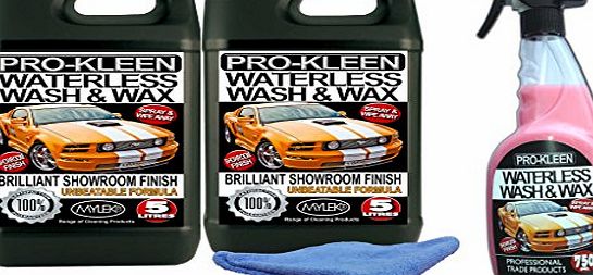 Pro-Kleen 2 x 5 Litres with 750ml Pro-Kleen Car Waterless Wash and Wax Cleaner