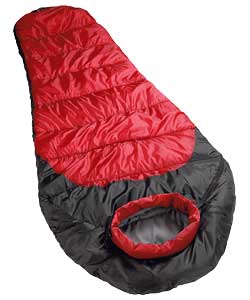 ProAction Black/Red 300gsm Hollow Fibre Mummy Sleeping Bag