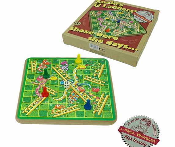 Prof. Warbles Retro wooden snakes and ladders board game