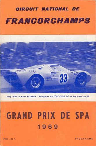 Spa GT Race 1969 Programme