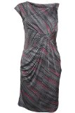 PRINCIPLES - Grey Black And Pink Slinky Jersey Dress - Multicoloured - Size 12