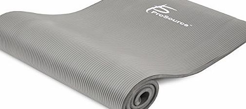 ProSource Premium 15mm Extra Thick 180mm Long High Density Exercise Yoga Mat with Comfort Foam and Carrying Case (Grey)