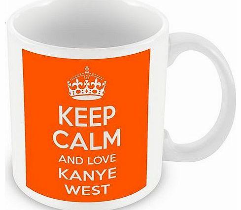 Keep Calm and Love Kanye West (Orange) Mug / Cup (choose to personalise with any name, photo, message or colour) - Celebrity inspired fan tribute gift
