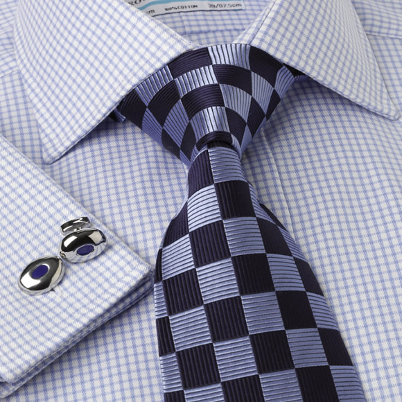 Prowse and Hargood Bently Blue Luxury Twill Check Shirt