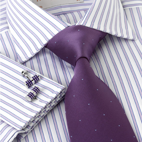 Prowse and Hargood Blue & Lilac Turnberry Stripe Shirt