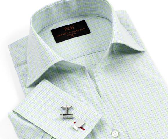 Prowse and Hargood Lime Buena Check Fitted Shirt