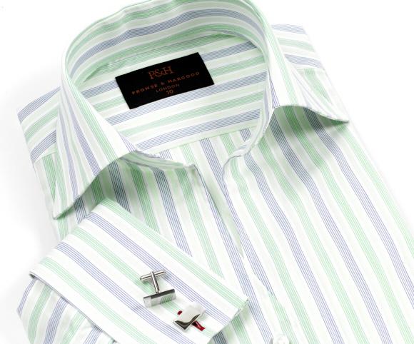 Prowse and Hargood Lime Fireze Stripe Fitted Shirt