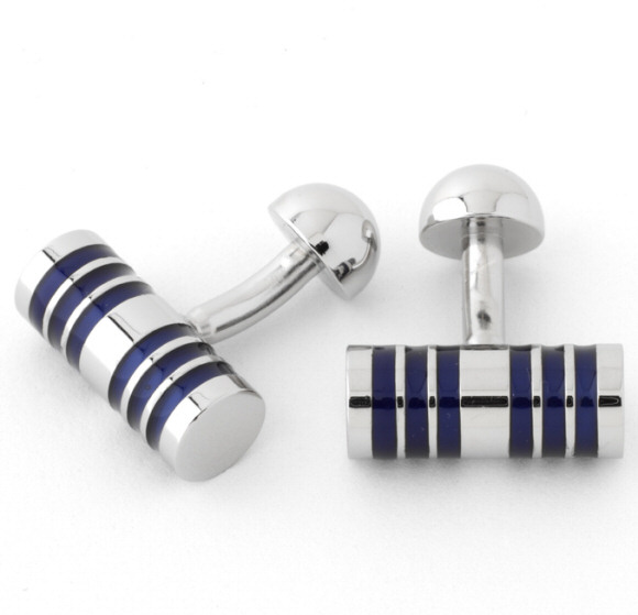 Prowse and Hargood Navy Stripe Cylinder Cufflinks
