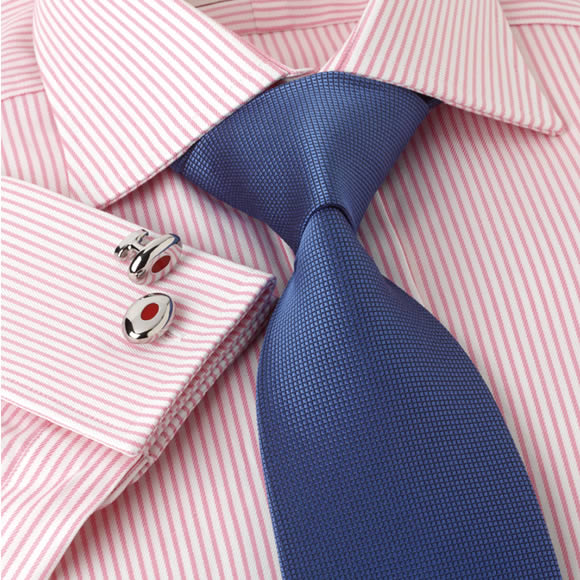 Prowse and Hargood Pink Bentley Luxury Twill Stripe Shirt