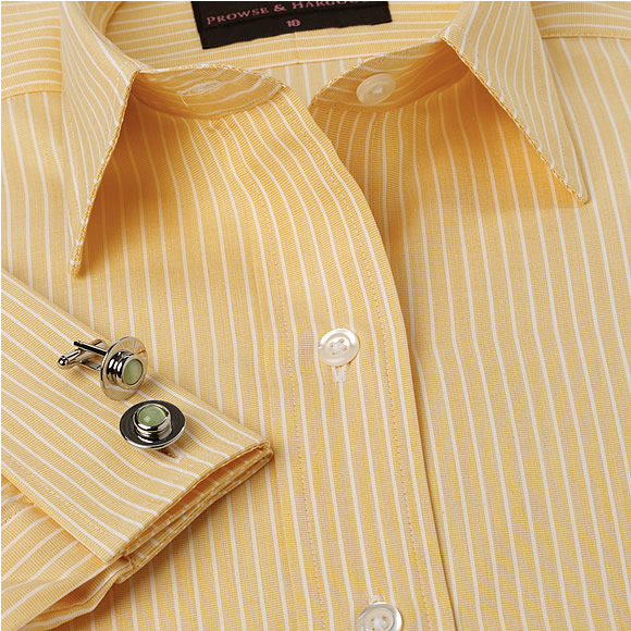 Prowse and Hargood Womens Yellow Stripe Classic Shirt