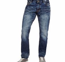 Light blue faded cotton tapered jeans