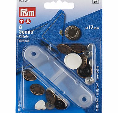Prym Jeans Buttons, 17mm, Copper, Pack of 8