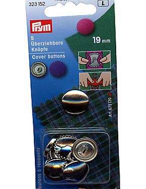 Prym Metal Cover Buttons, 19mm, Pack of 5