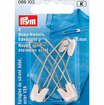 Prym Stainless Steel Nappy Pins, 55mm, Pack of 4
