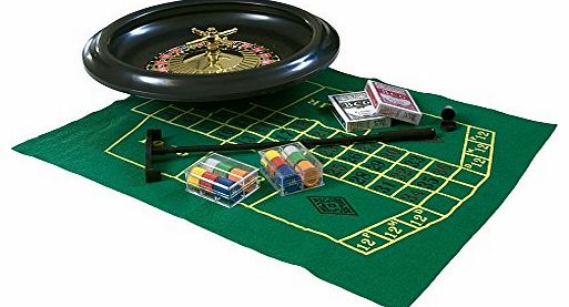 PSE 16`` - 40cm Roulette Set Home Casino Experience Rack Black Jack Felt Playing Cards 120 Plastic Chips