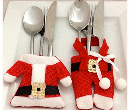 Festive Santa suit Christmas cutlery holders/xmas table decoration place setting gift UK seller (10)