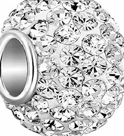 Pugster Swarovski element White Crystal April Birthstone Charm 925 Sterling Silver Sale Cheap Beads fit Pandora Bracelet
