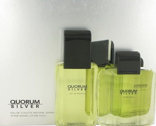 Puig Quorum Silver by Puig Gift Set -- 3.4 oz Eau De Toilette Spray   3.4 oz After Shave