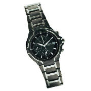 Mens Black and Silver Chronograph Watch
