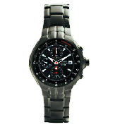 Mens Black ION Plated Chronograph Watch