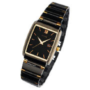 MENS BLACK ION-PLATED DRESS WATCH