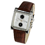 Pulsar mens chronograph leather strap watch
