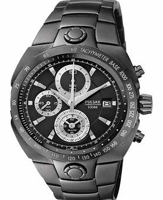 Pulsar Mens Ion Plated Black Chronograph Watch
