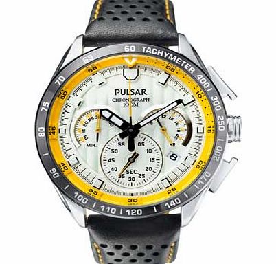Pulsar Mens WRC Chronograph Leather Strap Watch
