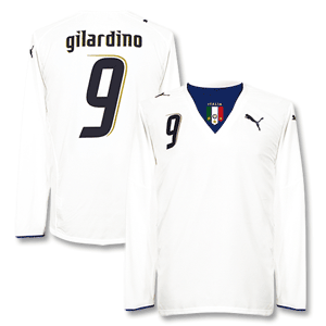 05-07 Italy Away L/S 3 Star Shirt + Gilardino No. 9