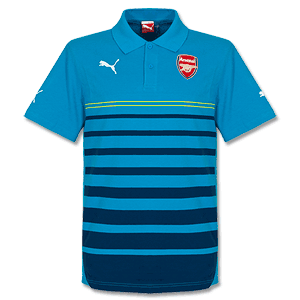 Arsenal Hooped Leisure Polo Shirt - Aqua/Navy