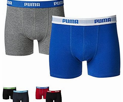Puma Boys Boxer Shorts 2P Soft Feel Fabric Sports Pants Two Pair Pack - Blue/Grey, 13-14 Yrs
