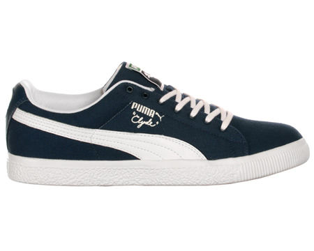 Puma Clyde Navy/White Canvas Trainers