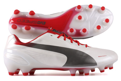 Puma Evospeed 1.2 FG Football Boots White/Silver/ Red