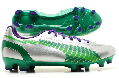 Evospeed 5 FG Football Boots Silver/Green/Violet